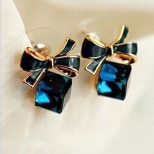 Jewelry - 3/35 New Blue Cubic Zirconia Bow Stud Earrings Jewelry - 3/35 New Blue Cubic Zirconia Bow Stud Earrings
